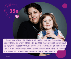 Une jeune mère partage son témoignage sur son parcours dans le programme L'Escale à L'Envol.