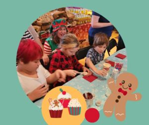 Familles participant à une fête de Noël organisée par L’Envol à Longueuil