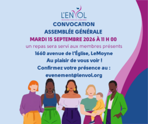 Invitation à l'Assemblée générale annuelle de L'Envol le 15 septembre 2026